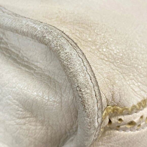 Auth BALENCIAGA The Giant Brogues City Cream Leather Handba - Picture 9 of 14